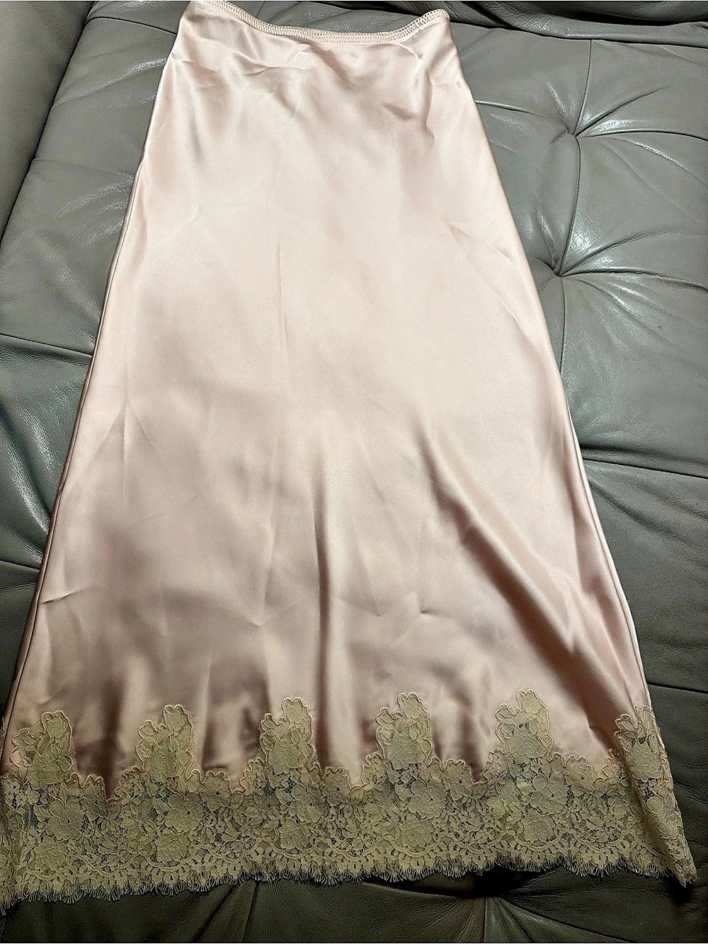 House of Harlow 1960 Pink Satin Lace Trim Slip Skirt, Medium
